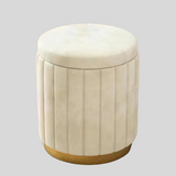 Velvet Storage Ottoman Stool with Gold Base