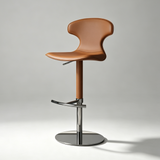 Modern Luxury Saddle Leather Bar Stool - Adjustable Swivel Counter Chair