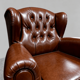 1919 Cigar Chair | Vintage Leather Club Chair with Diamond Button Tufting - StoolTopia