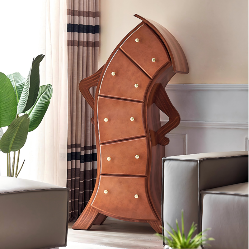 Whimsical Curved Human-Shaped Cabinet – Artistic Designer Drawer