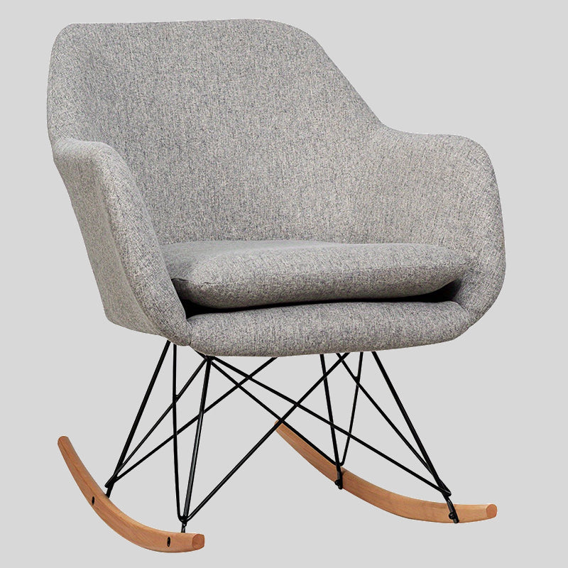 Modern Grey Upholstered Rocking Chair with Ergonomic Design and Solid Wood Base