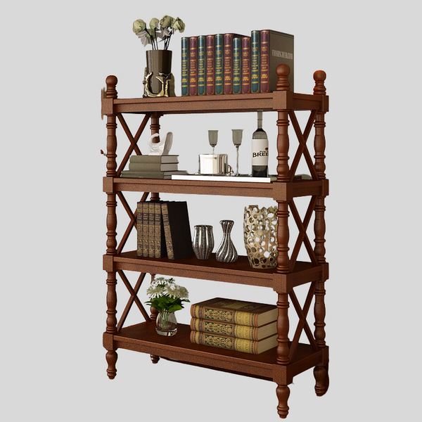 Classic European Solid Wood Display Shelf – Turned Column Storage Rack
