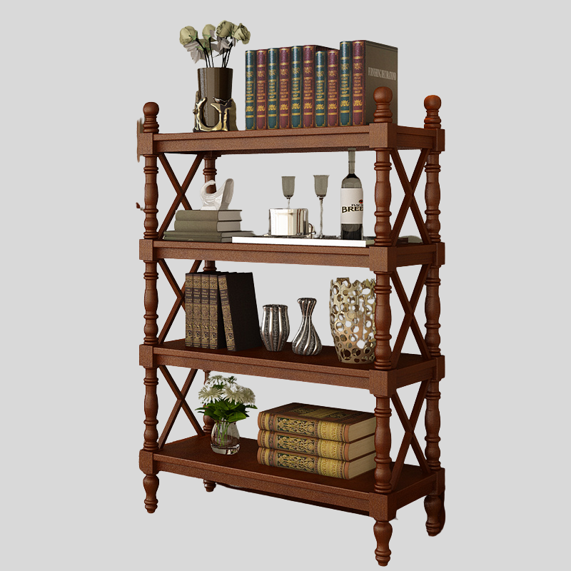 Classic European Solid Wood Display Shelf – Turned Column Storage Rack