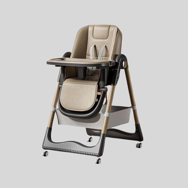 Adjustable High Chair for Babies and Toddlers with Safety Harness and Storage Basket