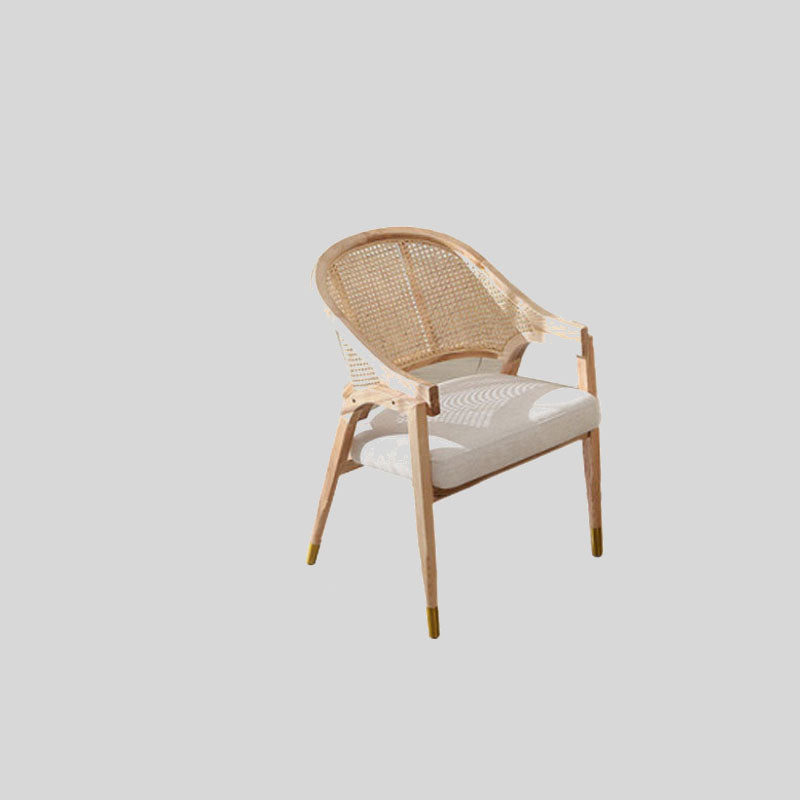 Handcrafted Rattan Chair with Cushioned Seat - A Blend of Elegance and Comfort