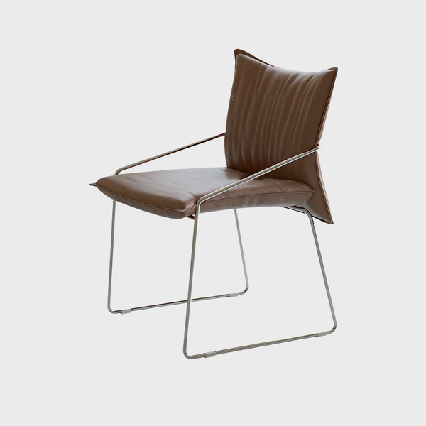 Modern Tech-Leather Dining Chair with Carbon Steel Frame