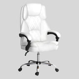 Executive Ergonomic PU Leather Office Chair with Chrome Base – White