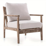 Natural Solid Wood Accent Chair with Thick Cushions - Indoor Lounge Seating