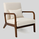 Mid-Century Modern Armchair with Wooden Frame and Cushioned Seat