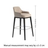 White Wax Wood Bar Stool with Linen Padded Seat - Contemporary High Chair