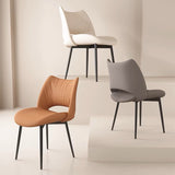 Modern Curved Leather Dinning Chair - Contemporary Comfort for Stylish Spaces