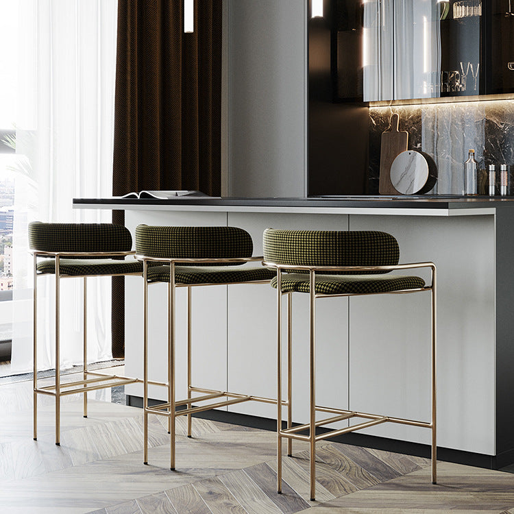 Luxurious Upholstered Bar Stool with Gold Frame for Elegant Interiors