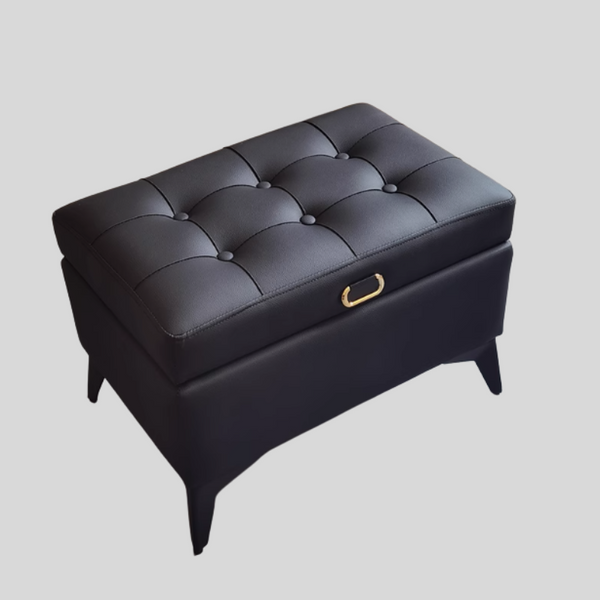Tufted Faux Leather Storage Ottoman Bench with Handle – Multiple Sizes