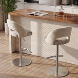 Italian Minimalist Upholstered Bar Stool, Adjustable Swivel Stainless Steel Island Chair