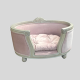 Luxury Velvet Pet Bed with Elegant Wooden Frame - Designer Round Pet Sofa for Small Dogs and Cats – Cozy, Stylish & Comfortable