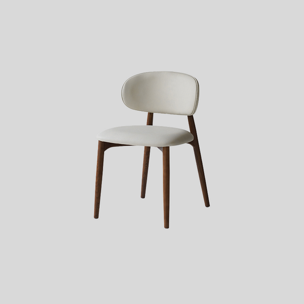 Modern Curved Back Dining Chair – Solid Wood Frame with PU Leather Seat