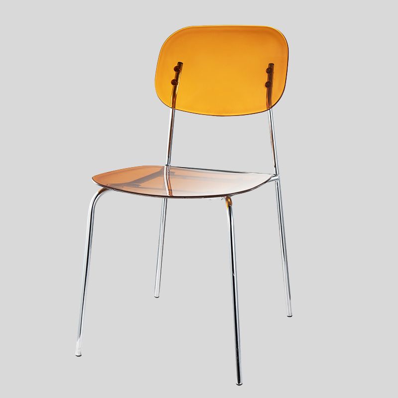 Modern Acrylic Dining Chair with Chrome Legs – Transparent Minimalist Dining or Café Chair