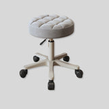 Adjustable Round Rolling Stool with Tufted Cushion for Beauty and Salon Use