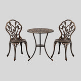 Vintage Cast Aluminum Bistro Set – Outdoor Table and Chairs with Floral Design