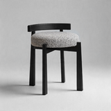 Solid Ash Wood Vanity Stool - Mid-Century Upholstered Seat