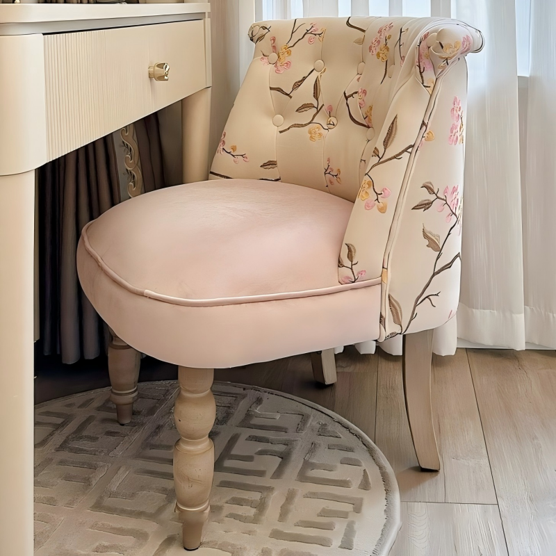 French Floral Velvet Vanity Chair