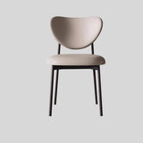 Contemporary Chic: Upholstered Ultra-fiber Leather Dining Chair with Unique Curved Back and Sleek Black Frame