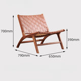 Modern Saddle Leather Sling Lounge Chair with Wooden Frame
