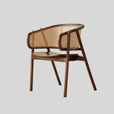 Contemporary Rattan Armchair with Solid Wood Frame