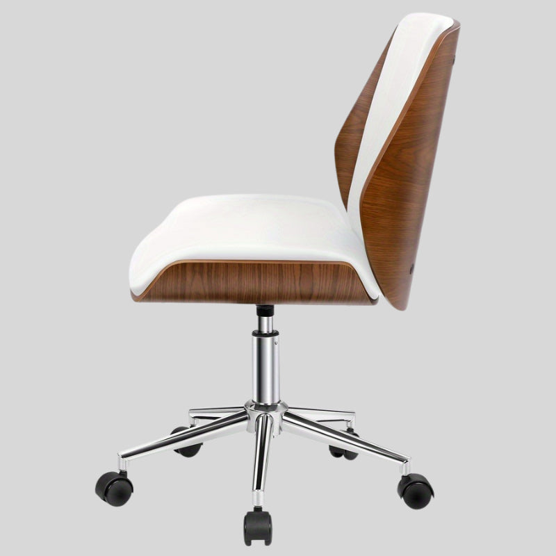 Scandinavian-Style Swivel Chair - Mid-Century Modern Office Desk Chair with Walnut Finish