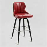 Swivel Bar Stool – Oil-Wax Leather, Metal Frame & Solid Wood Panels