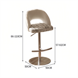 Italian Minimalist Upholstered Bar Stool, Adjustable Swivel Stainless Steel Island Chair