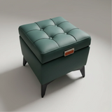 Tufted Faux Leather Storage Ottoman Bench with Handle