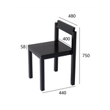 Black dining chair dimension diagram with measurements labelled 480, 400, 750, 440 and 58.
