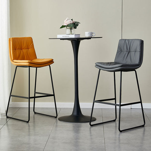 Modern Tufted Leather Bar Stool with Sleek Metal Frame for Stylish Interiors