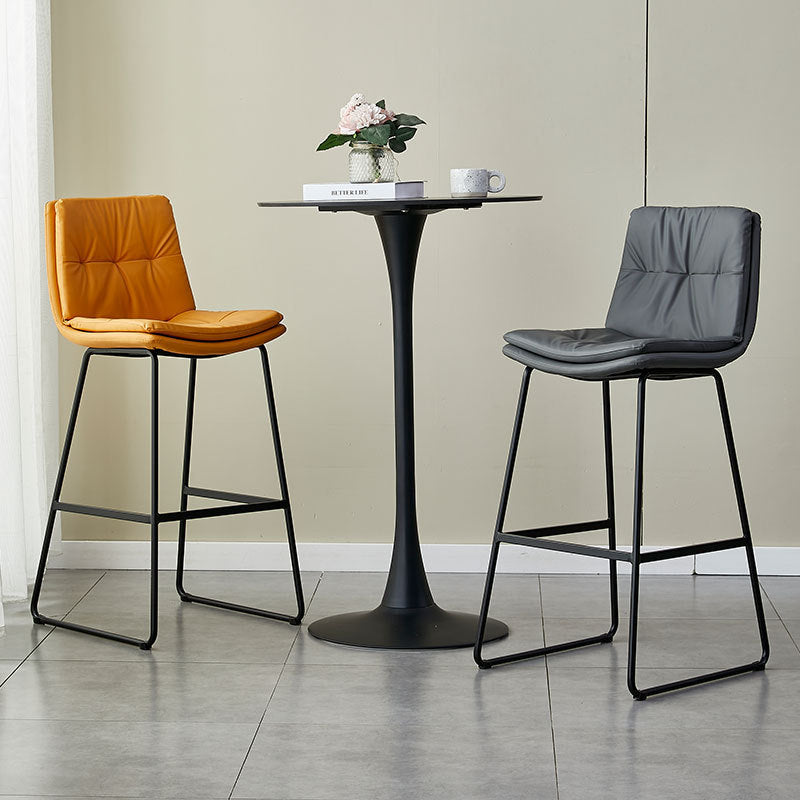 Modern Tufted Leather Bar Stool with Sleek Metal Frame for Stylish Interiors