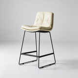 Modern Tufted Leather Bar Stool with Sleek Metal Frame for Stylish Interiors