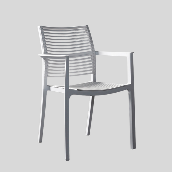 Modern Stackable Outdoor Dining Chair – Durable Slatted Armchair for Café, Patio & Garden