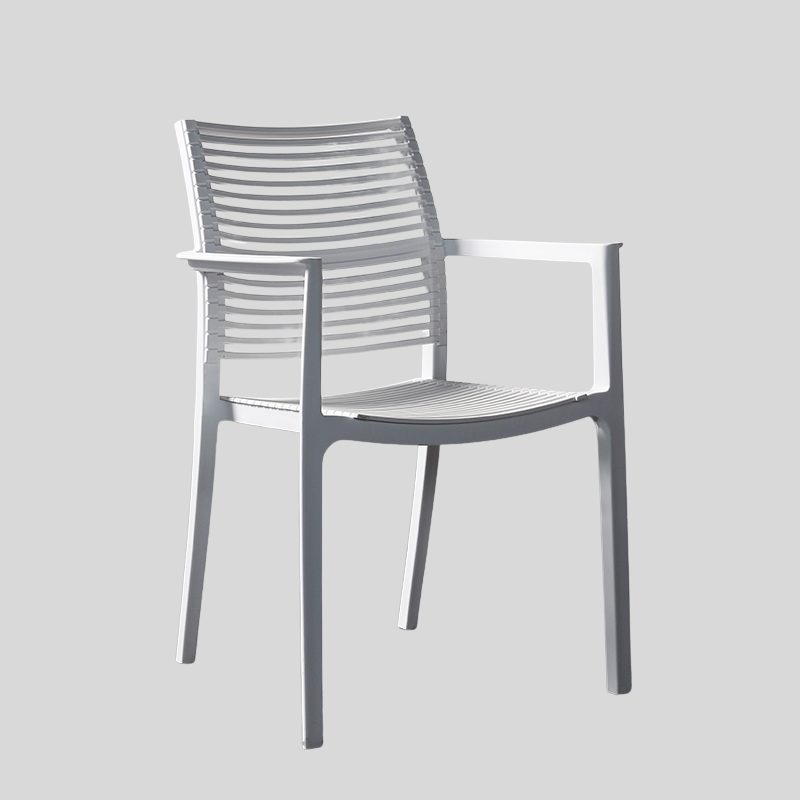 Modern Stackable Outdoor Dining Chair – Durable Slatted Armchair for Café, Patio & Garden