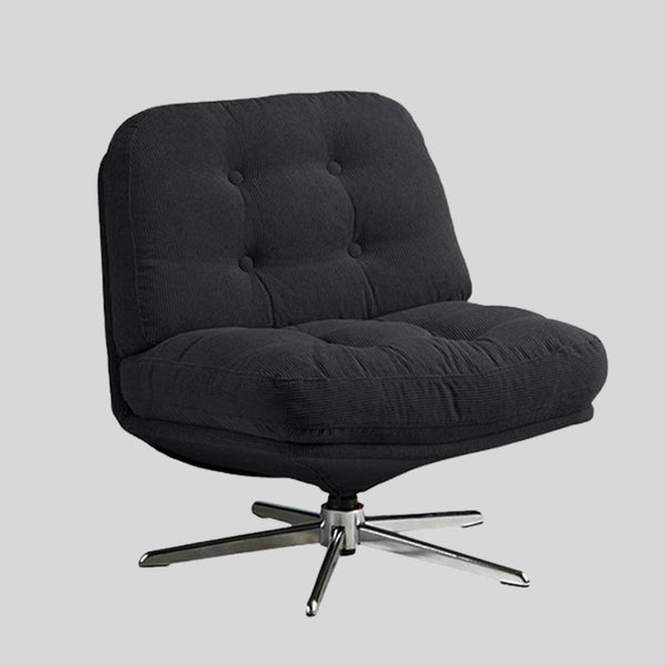 Modern Swivel Corduroy Accent Chair – Tufted Fabric Lounge Chair with Adjustable Metal Base for Living Room or Office