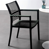 Modern Stackable Outdoor Dining Chair – Durable Slatted Armchair for Café, Patio & Garden