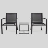 3-Piece Textilene Outdoor Patio Furniture Set – Weather-Resistant Chairs with Tempered Glass Table