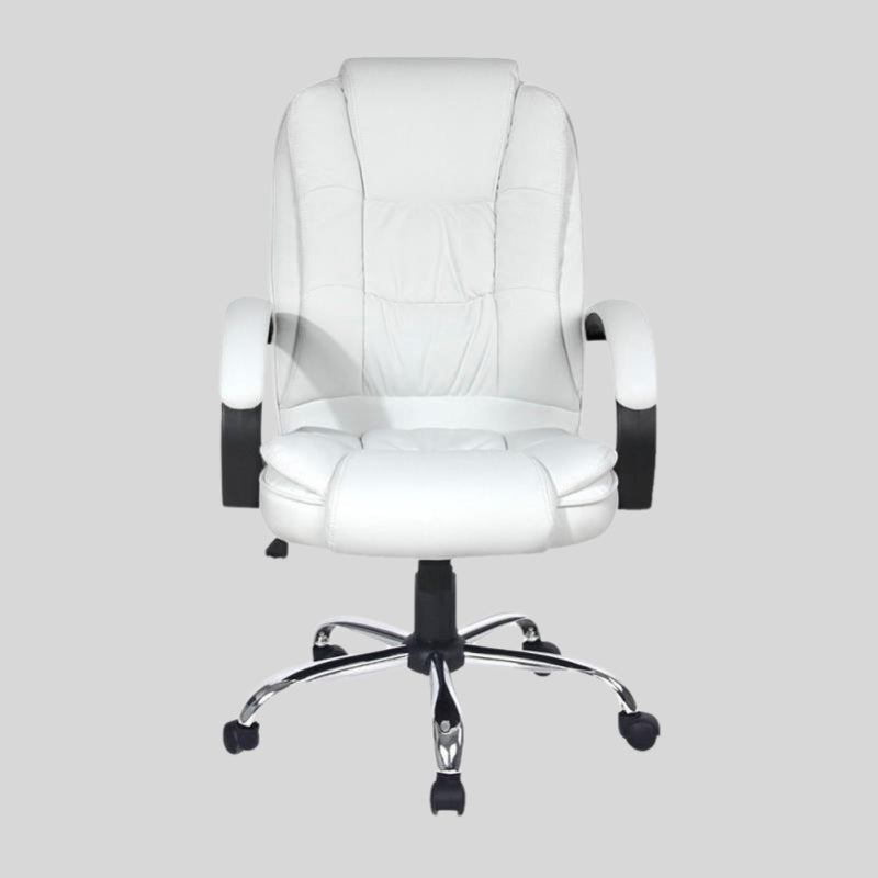 Premium White Leather Executive Office Chair – Adjustable & Ergonomic