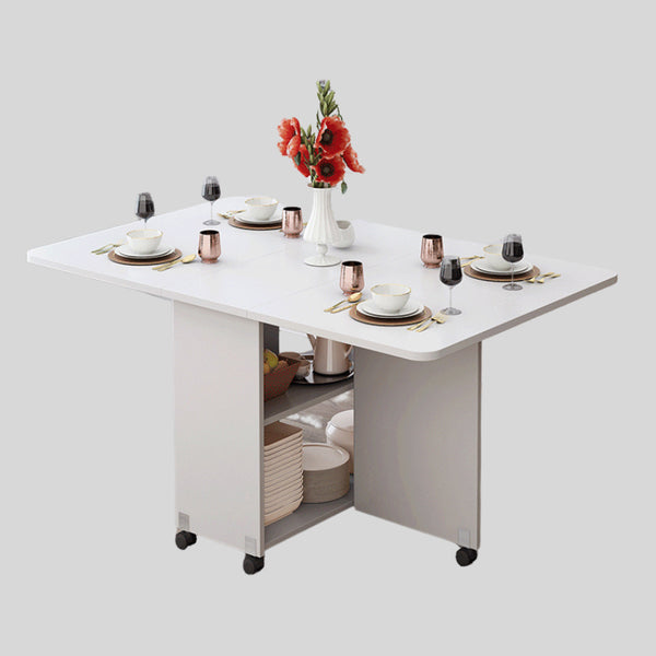 Foldable Drop Leaf Dining Table with Storage Shelves & Wheels – Space-Saving Convertible Table for Small Apartments
