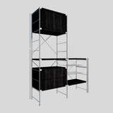 Industrial Modular Metal Storage Rack with Drawers & Wire Baskets – Black Steel Open Shelving