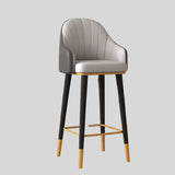 Contemporary High Back Leather Bar Stool with Gold Accents for Modern Interiors