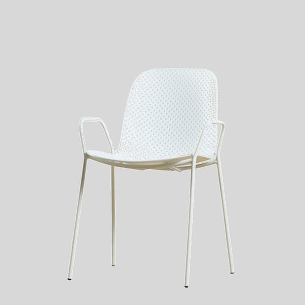 Modern Perforated Plastic Dining Chair with Metal Frame for Contemporary Spaces