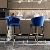 Elegant Velvet Bar Stool with Gold Accents and Modern Design