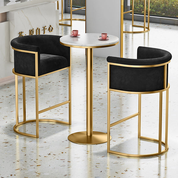 Luxurious Velvet Bar Stool with Gold Metal Frame for Elegant Interiors