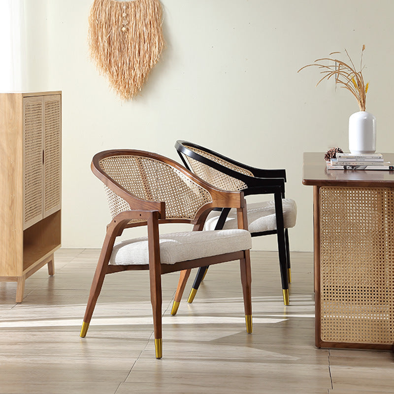 Handcrafted Rattan Chair with Cushioned Seat - A Blend of Elegance and Comfort