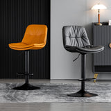 Home Front Desk Island Barstools with Double Layer Nappa Leather Back & Metal Footrest